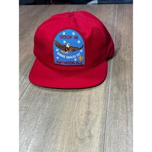 New Era Troop 14 Maywood NJ Eagle Patch Snapback Hat Red Pro Design M L vintage